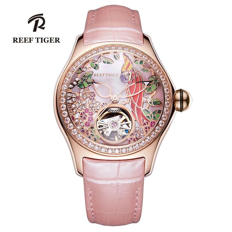【新雨】REEF TIGER瑞夫泰格艺术大师机械女士手表RGA7105-鹦鹉