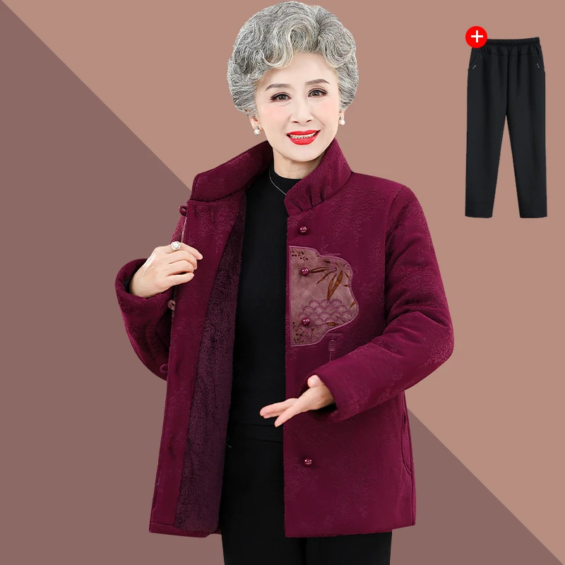 奶奶装唐装棉袄女中老年人冬装棉服妈妈秋冬外套加绒加厚老人衣服