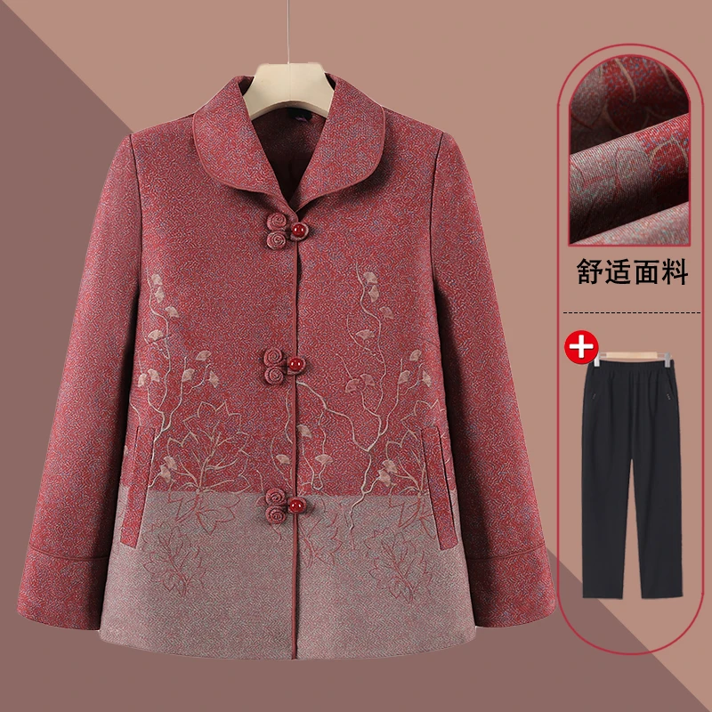 中老年人春秋款外套女奶奶秋装妈妈翻领休闲60岁老人太太衣服大码