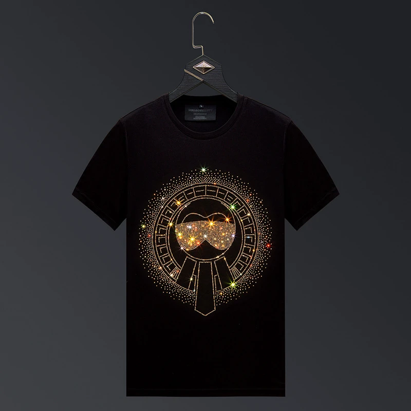 【潮牌短袖】2025新款金色老佛爷男士T恤大码夏季高端轻奢爆款丝光