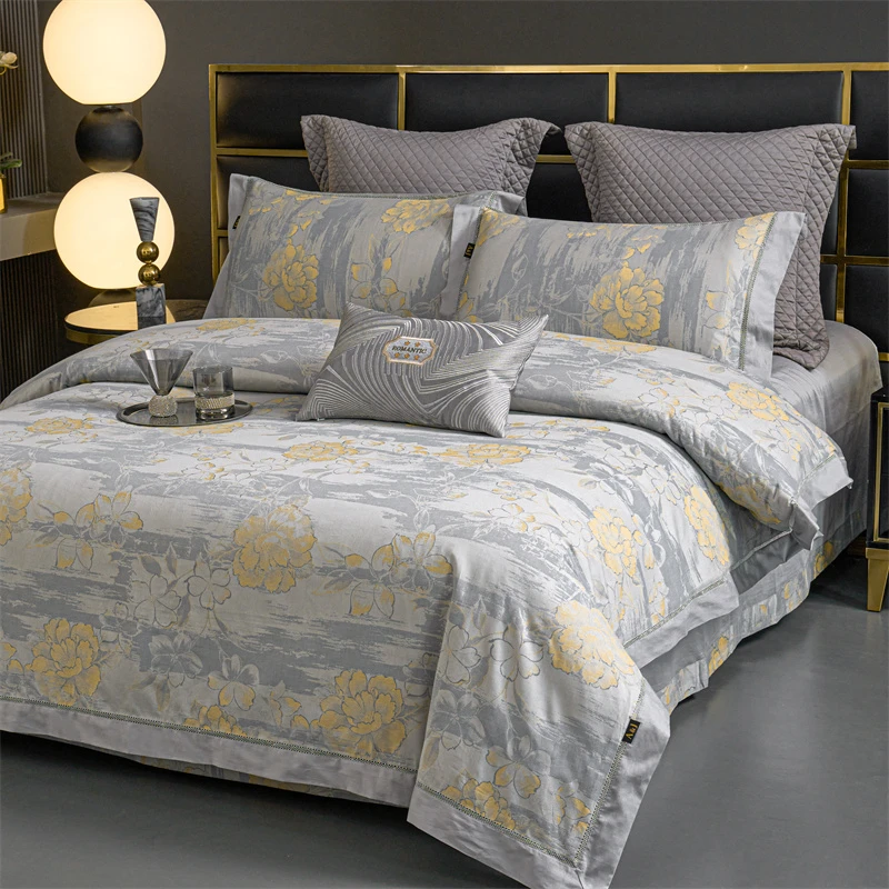 轻奢欧式全棉色织提花四件套-清香花语