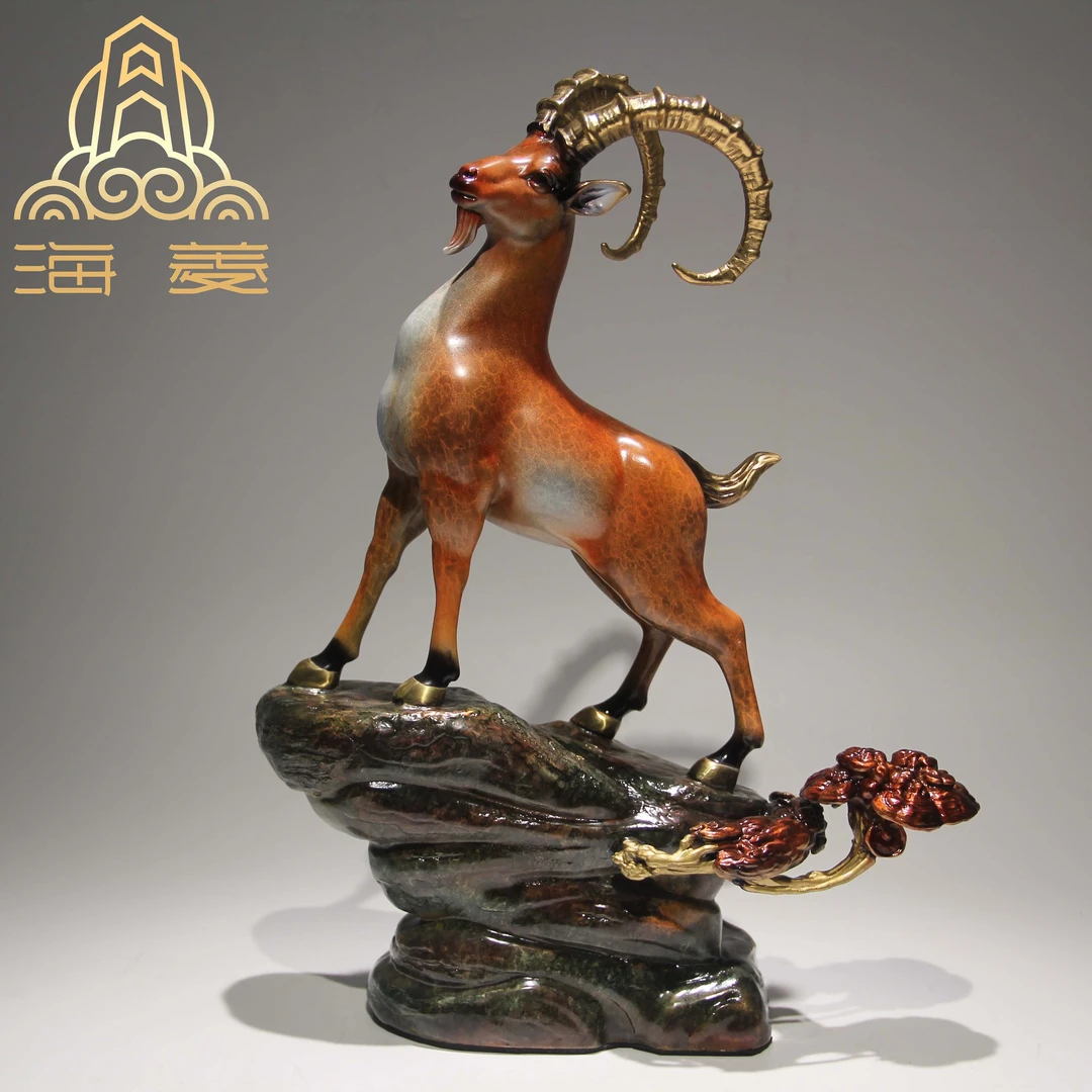 【羊眉吐气】全黄铜摆件家居装饰乔迁开业公司办公室客厅摆件工艺品