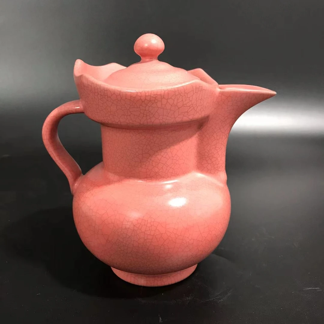 红汝窑开片陶瓷手工僧帽壶