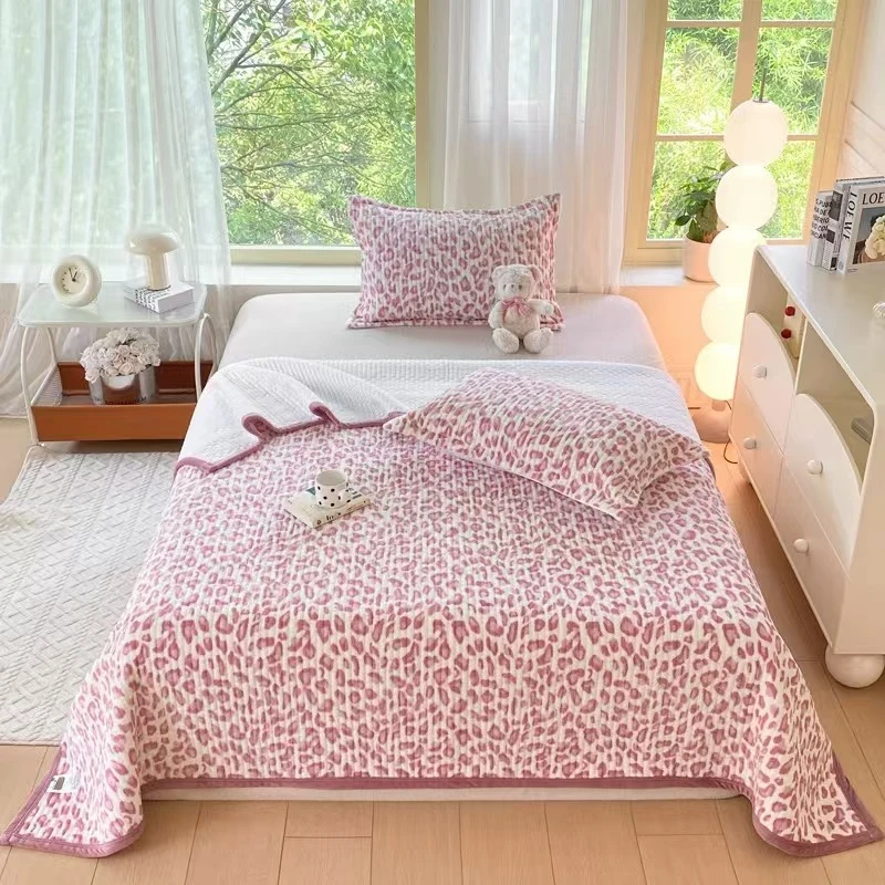 新款双人云柔毯2x2.3-豹纹粉