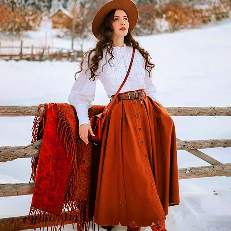 29-59古着vintage秋冬半裙复古显瘦高腰时尚休闲百搭夏季黑色A字