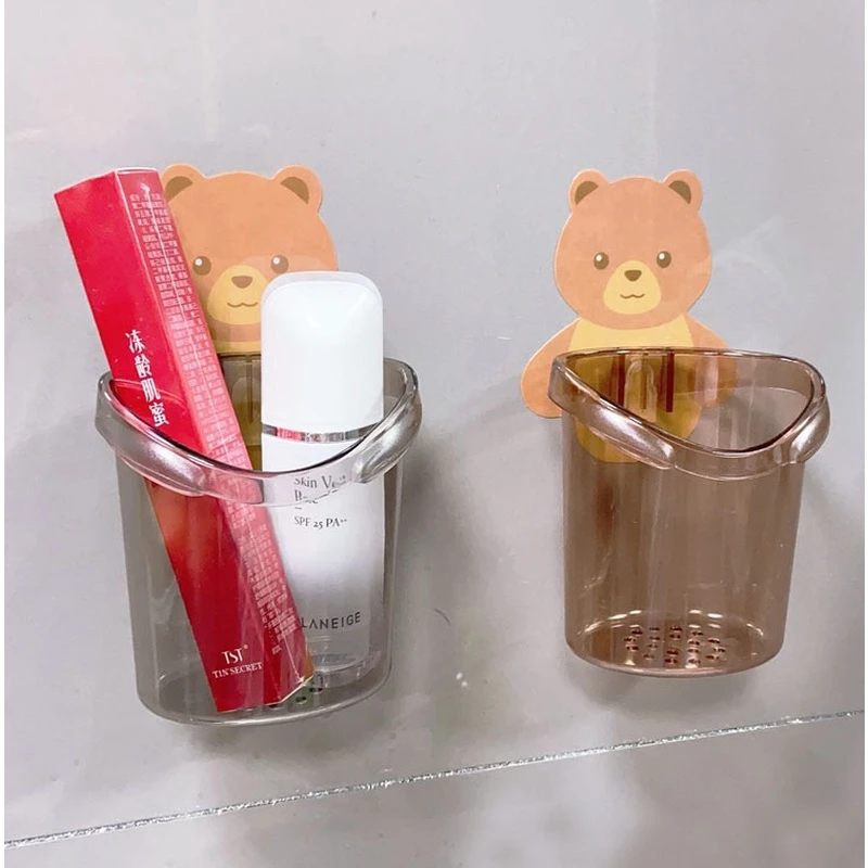 卫生间卡通置物架免打孔浴室壁挂式梳子收纳盒牙膏牙刷筒收纳架