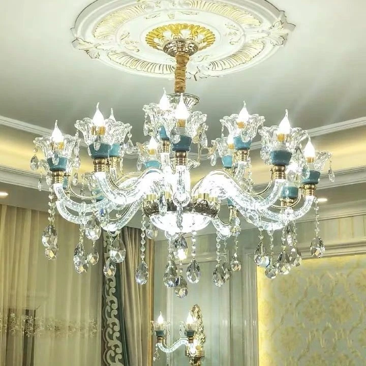 新款欧式水晶吊灯客厅餐厅卧室大厅家用法式成套灯网红轻奢大气