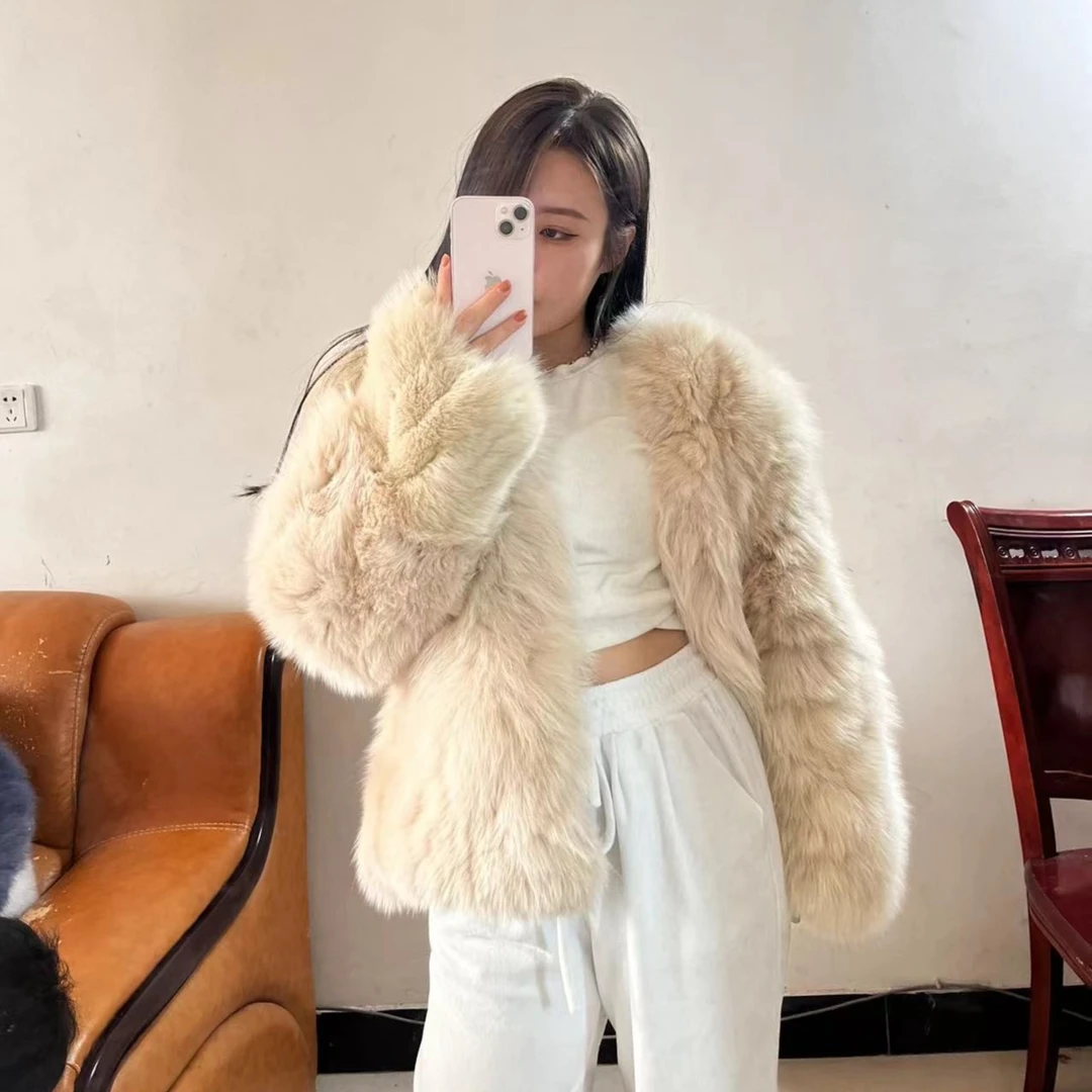 HY冬季时尚狐狸毛毛女装外套设计师网红轻奢秋冬气质常规减龄通勤