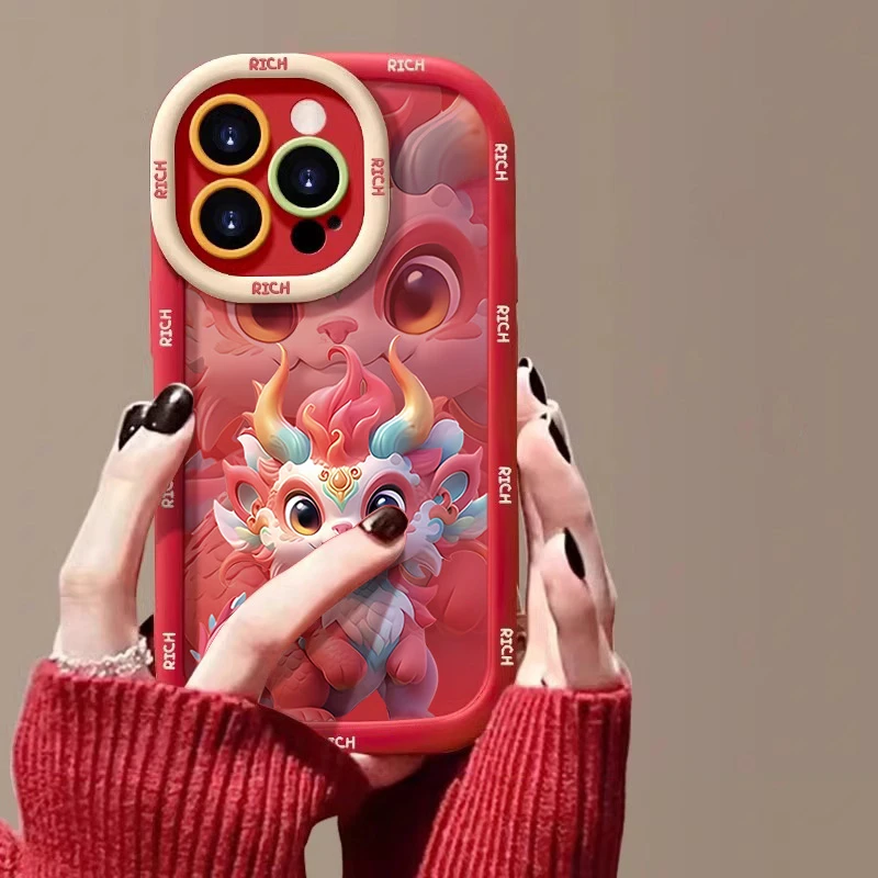 龙年小麒麟适用iphone15/13苹果14手机壳华为vivo小米oppo泡芙壳