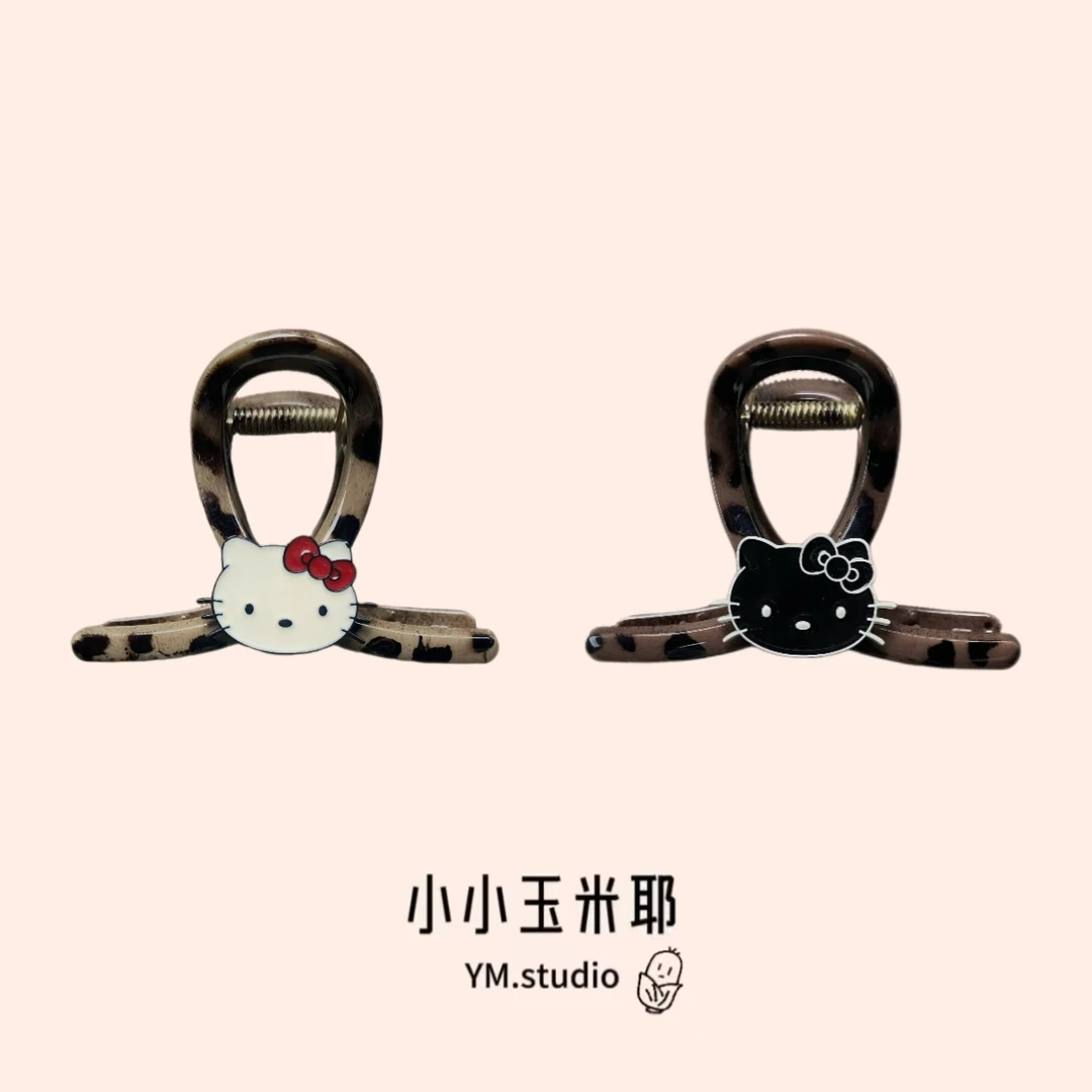 新款kitty蝴蝶结甜美抓夹可爱豹纹少女心发抓ins风高颜值头饰发饰