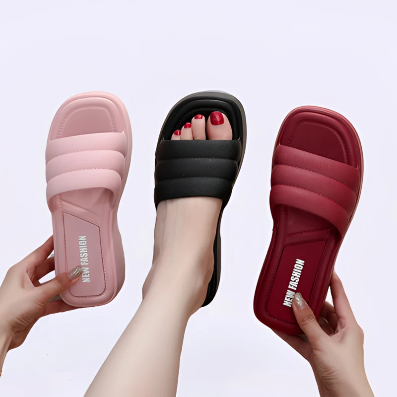 网红女士夏季高跟拖鞋外穿时尚百搭厚底软底夏天防滑浴室ins一字