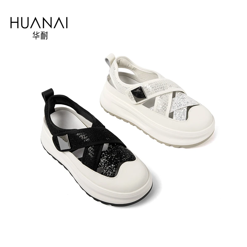 【老彭同学】夏季新款时尚透气镂空魔术贴休闲运动女鞋凉鞋外穿