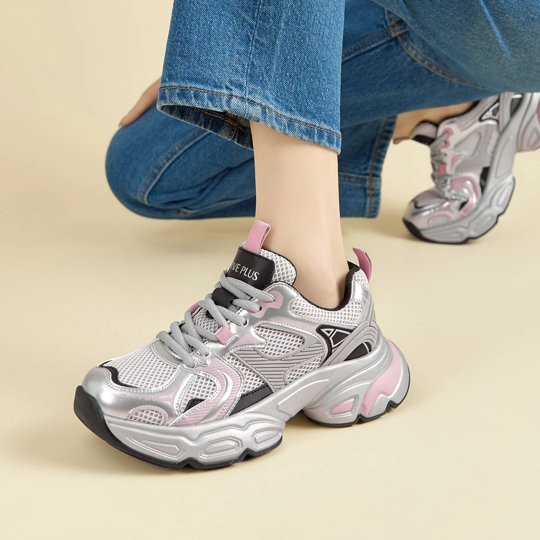 【老彭同学】厚底时尚老爹鞋女2024年春季新款百搭透气休闲增高鞋