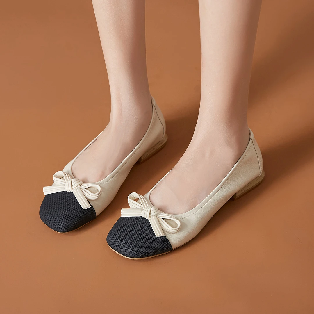 【老彭同学】单鞋女时尚百搭夏季软底春季平底方头浅口