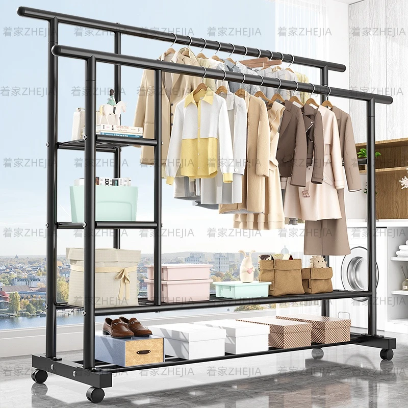 家用晾衣架落地挂衣架出租房简易衣服架阳台卧室立式衣帽架晒衣架