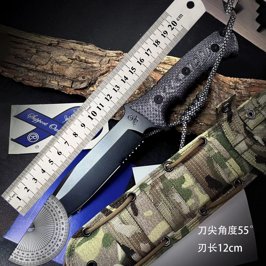 【绿扁帽】3V钢 外贸版 多功能水果刀 手把肉刀 合规尺寸 家用 野营