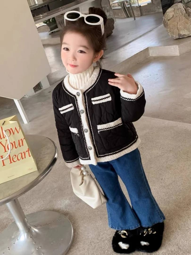 女童小香风外套新款韩版春秋童装洋气时髦儿童开衫棉服SJ-J-D214