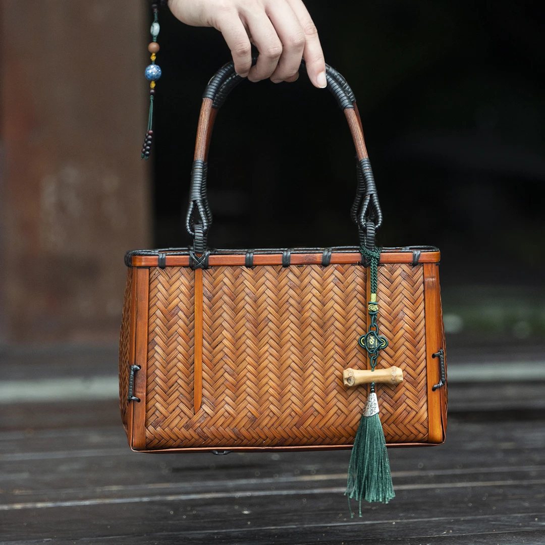 BB002竹编两枪包送吊坠流苏