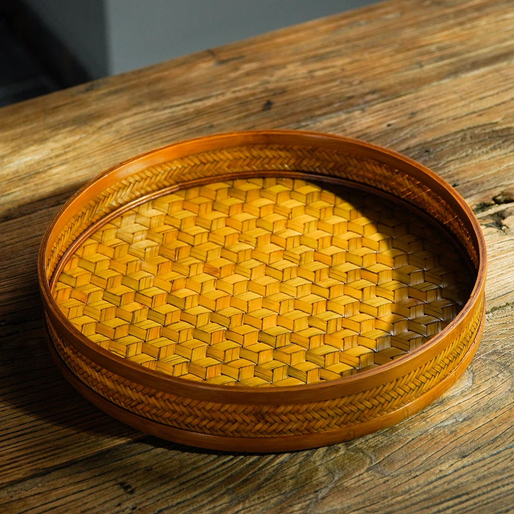 PZ001（邱师傅）竹编大漆龟甲纹深口收纳篮