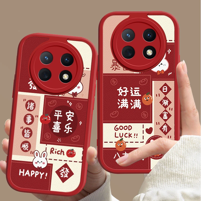 华为畅享60X手机壳兔子红色过年新款STG-AL00发财挂坠硅胶软壳ins