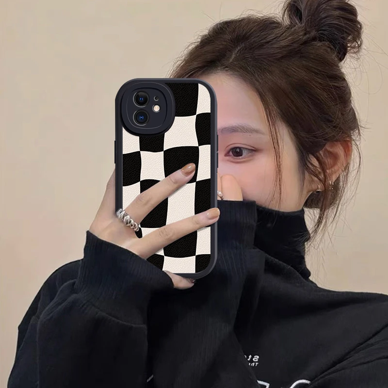 苹果11手机壳不规则格子iPhone11ProMax网红爆款11Pro小羊皮软壳