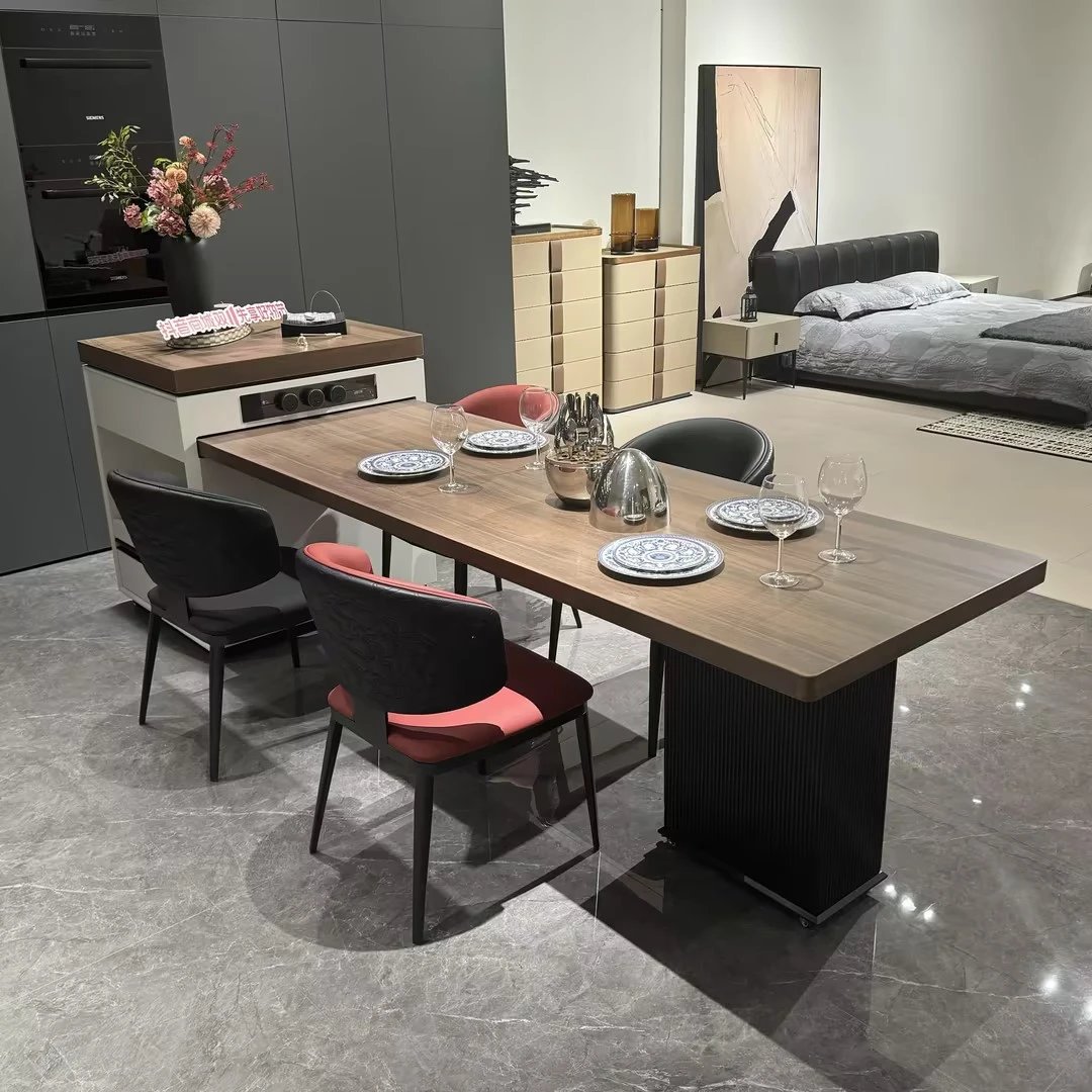 【pico岛台】一体式餐桌大小户型可伸缩岩板极简吧台料理台岩板餐桌