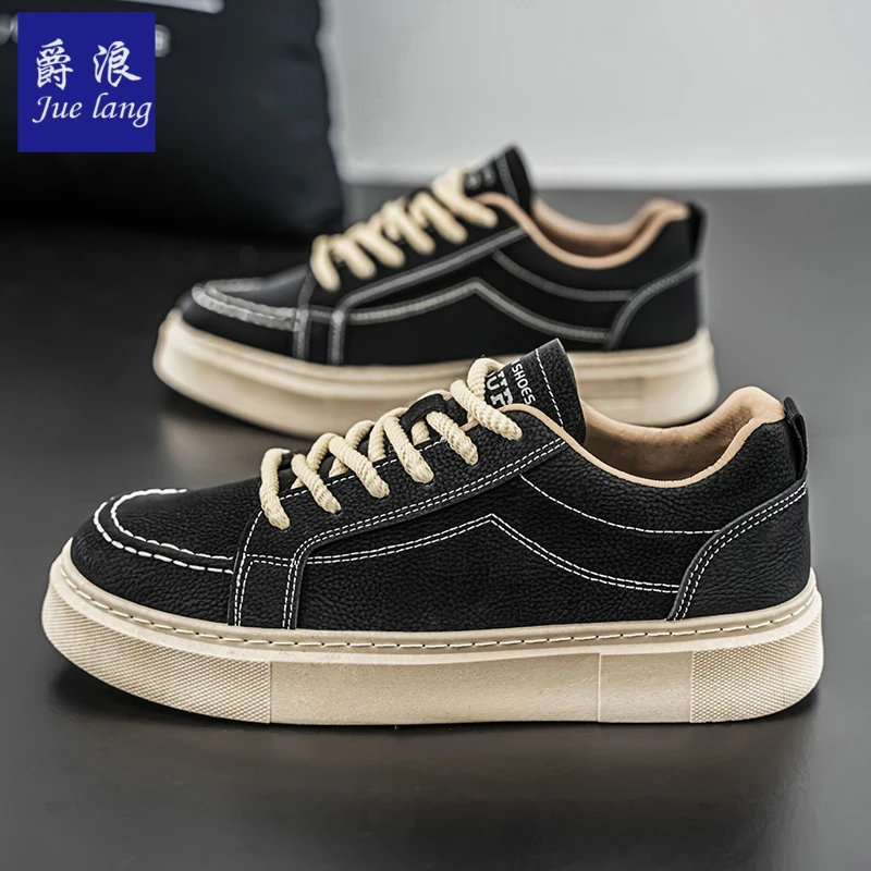 爵浪春季新款男鞋休闲运动平板鞋男士厚底增高百搭休闲鞋防滑男鞋