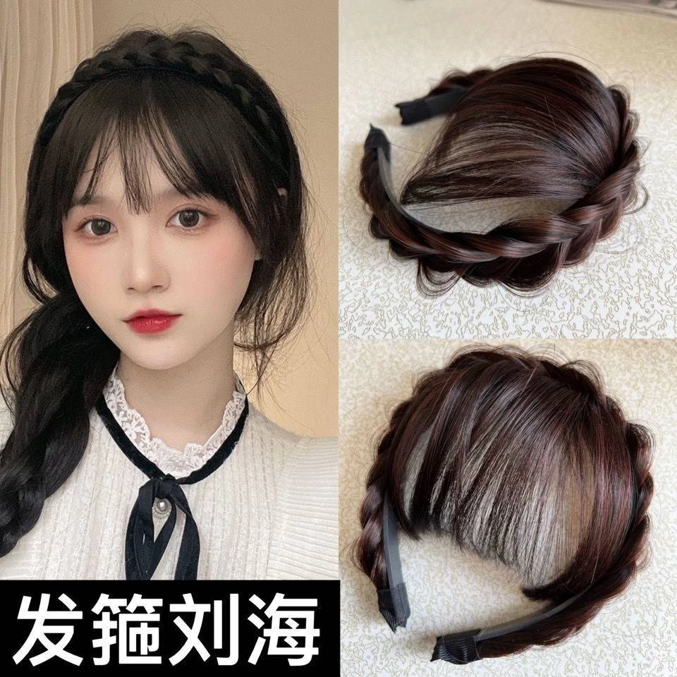 高颅顶显脸小~麻花辫假发小辫子箍鱼骨辫带刘海头箍女发辫发箍
