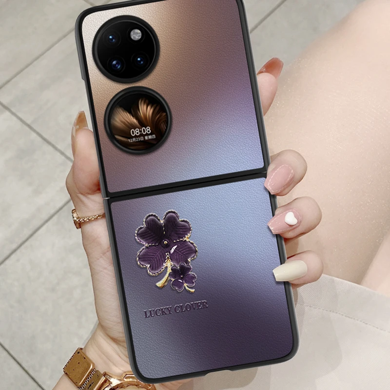 暗紫四叶草华为pocket2折叠屏手机壳p50pocket高级感高端网红新款