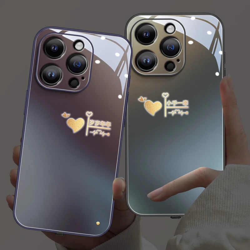 适用苹果17发光情侣岁岁年年手机壳iphone16promax新款高级感网红