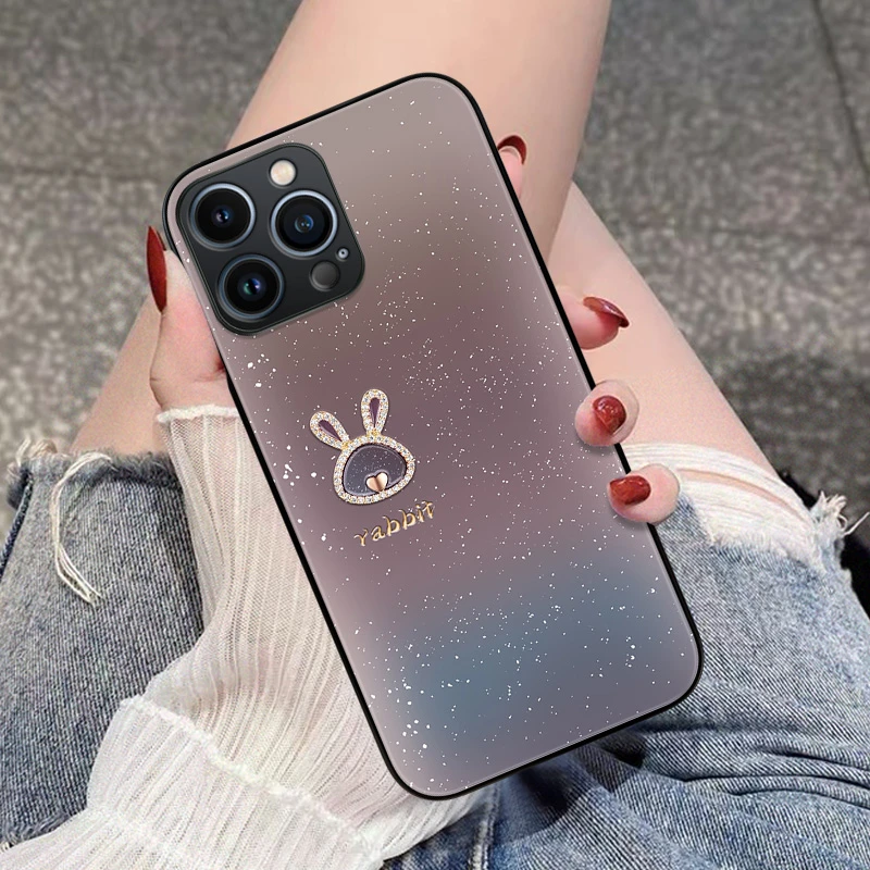苹果15华为/oppo/vivo暗夜紫闪星兔手机壳14promax高级感新款高档