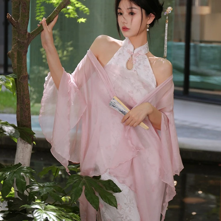 四斤纤翼 原创新中式夏季仙气日常开衫粉黑杏色百搭短外套中国风