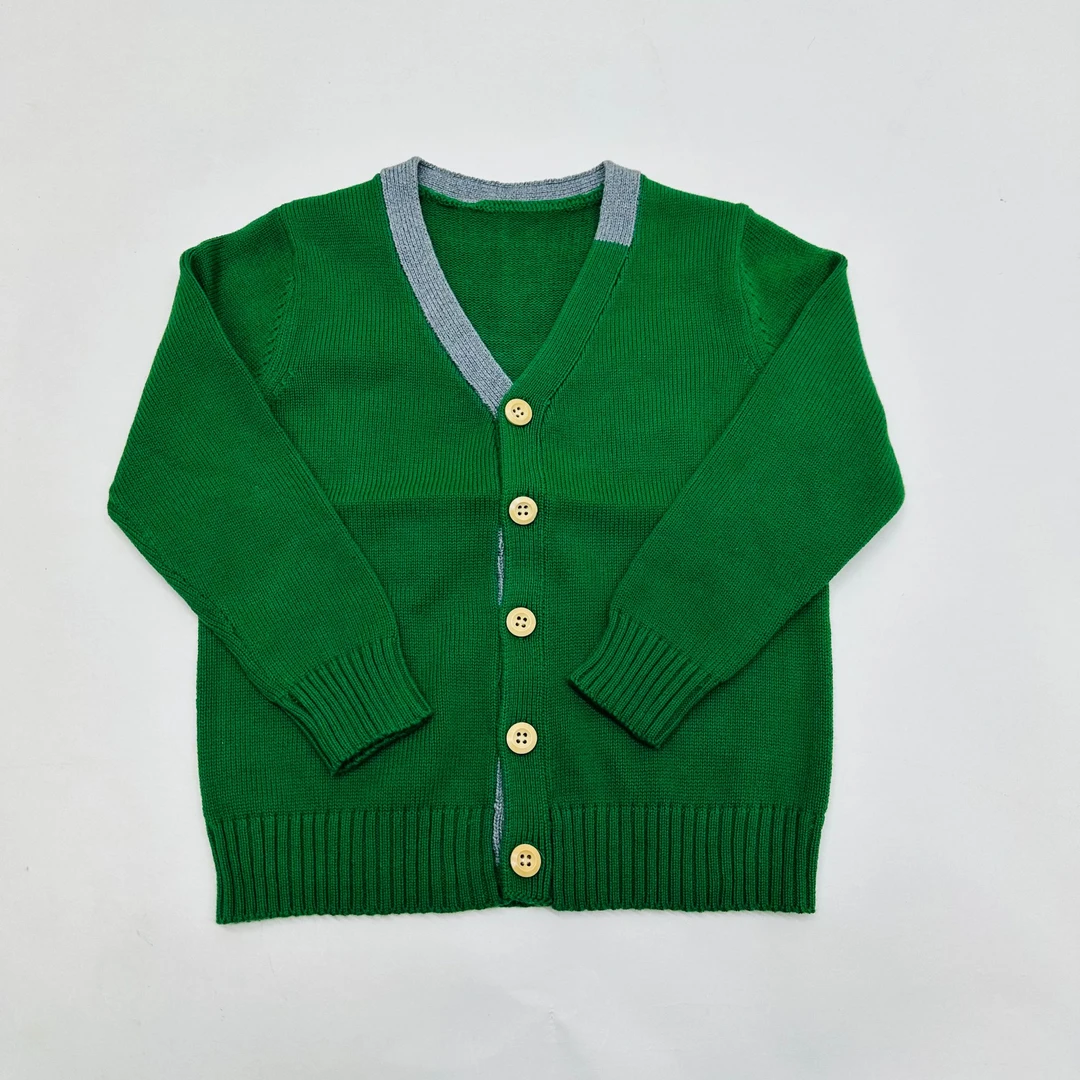 儿童V领针织开衫春秋男女童英伦学院风外套入园服