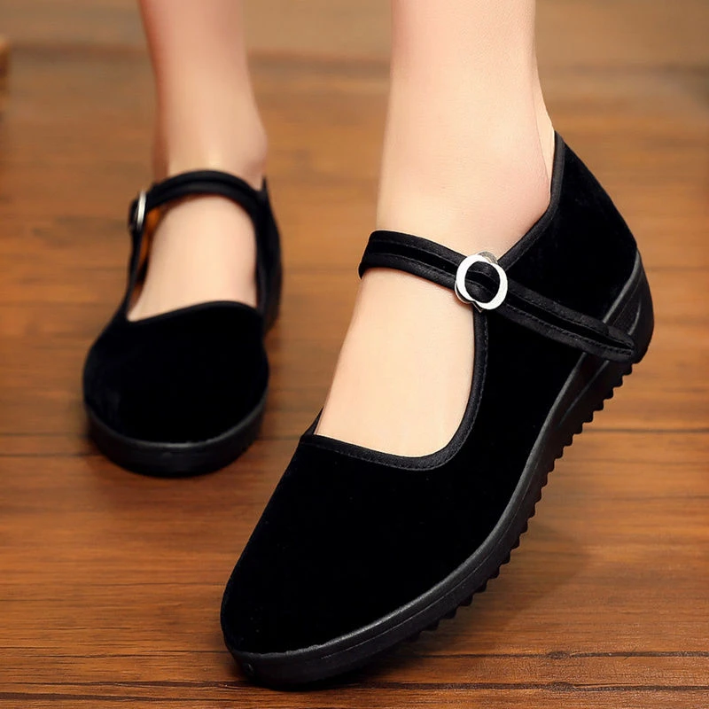 老北京布鞋酒店工作鞋女鞋休闲鞋妈妈鞋中老年耐磨单鞋黑色春夏季