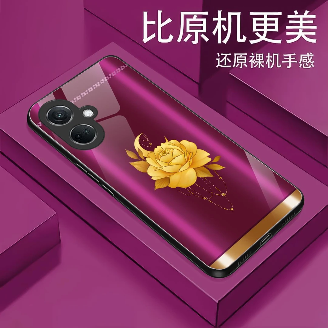 适用【OPPO A2m】金色牡丹液态玻璃手机壳 超薄防摔刮 轻奢优雅