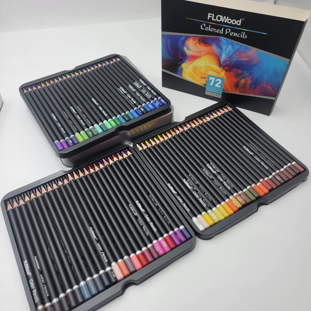 3194《外贸铁盒彩铅50色》一盒50支外贸油性彩铅铁盒礼品自用推荐