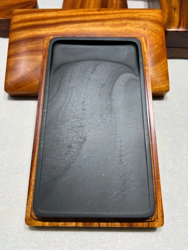 歙砚古罗纹坑乌丁罗纹非常实用大尺寸规矩素砚20.4/11.2/1.3厘米