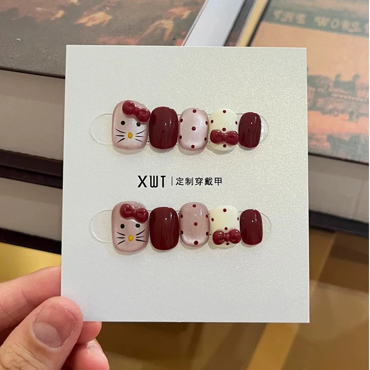 【KT猫】穿戴甲2024短款ins风秋冬显白方形款美甲指甲贴片