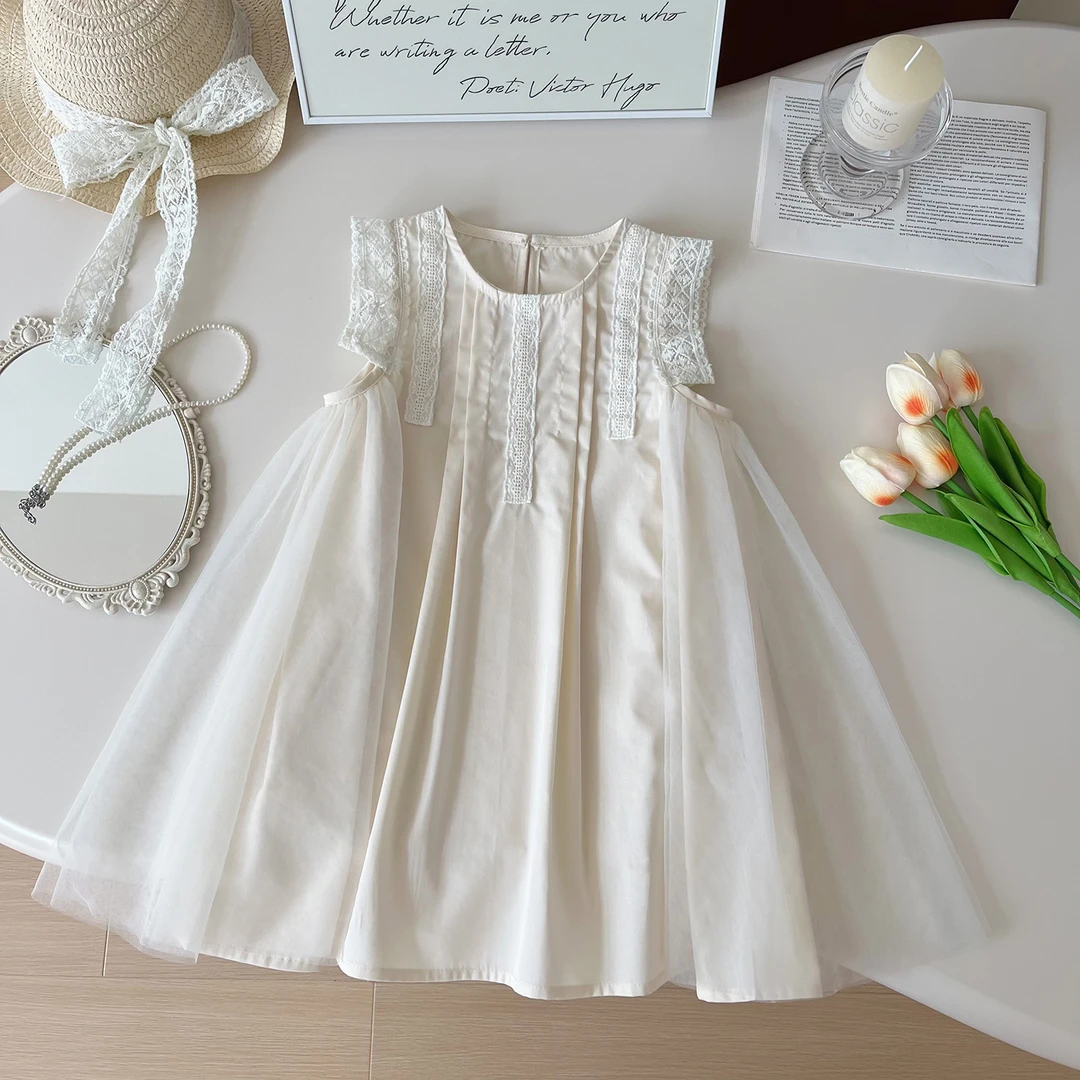 【童真一夏】2024夏季新款韩版时尚女童纯色无袖公主连衣裙S24212
