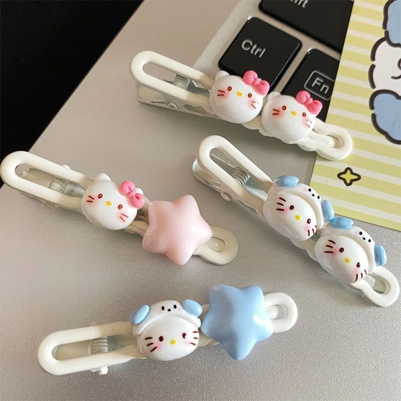 可爱Kitty发夹刘海侧边夹星星发饰头饰碎发夹鸭嘴夹少女心粉色发