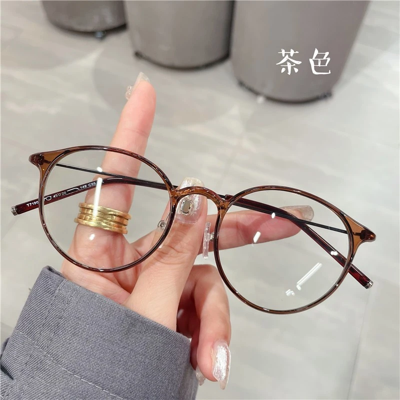 小红书同款韩版防辐射椭圆眼镜框女可配度数素颜网红全框眼镜架潮