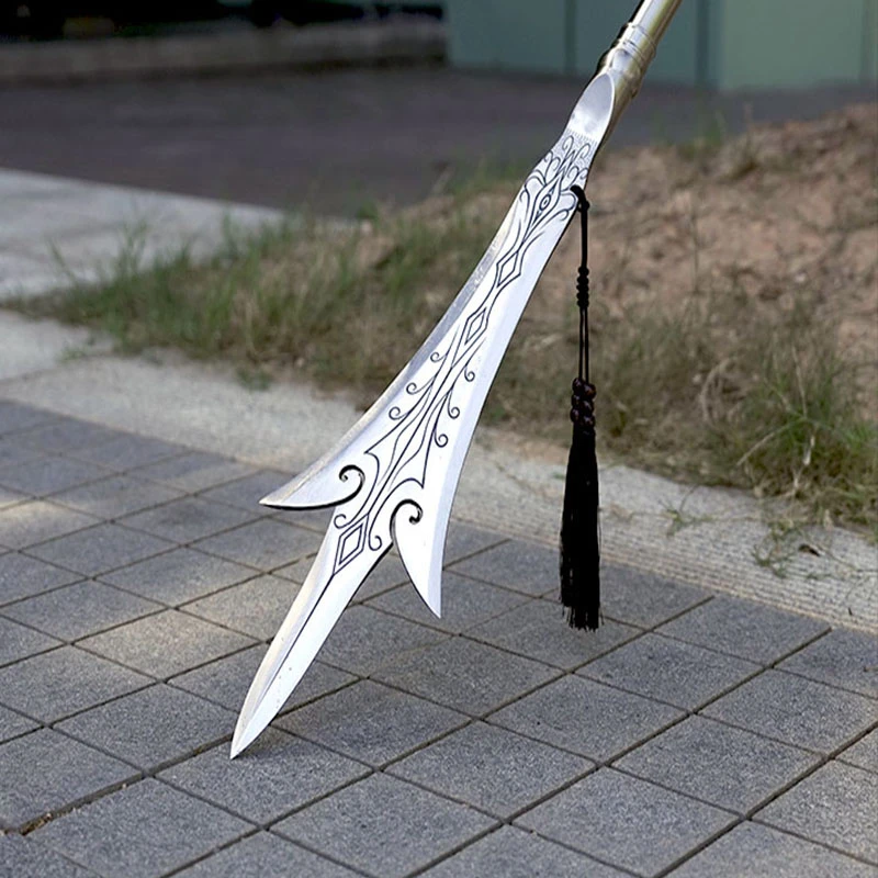 【银三尖两刃】十八班冷兵器刀剑 一体龙泉锰钢收藏送礼摆件未开刃.