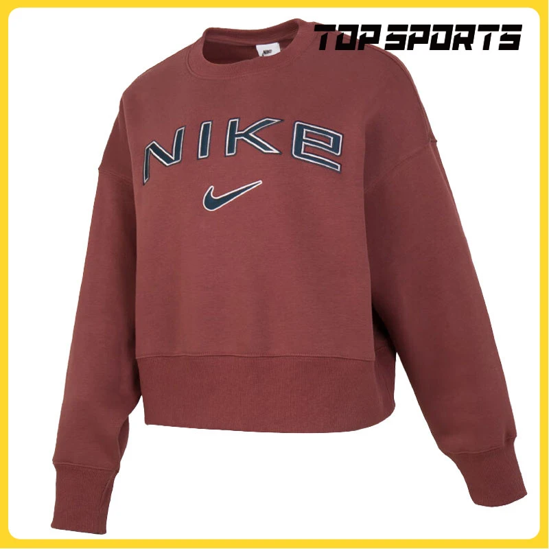 NIKE耐克女子 W NSW PHNX FLC OOS LOGO CRE针织套头衫FV7675-218