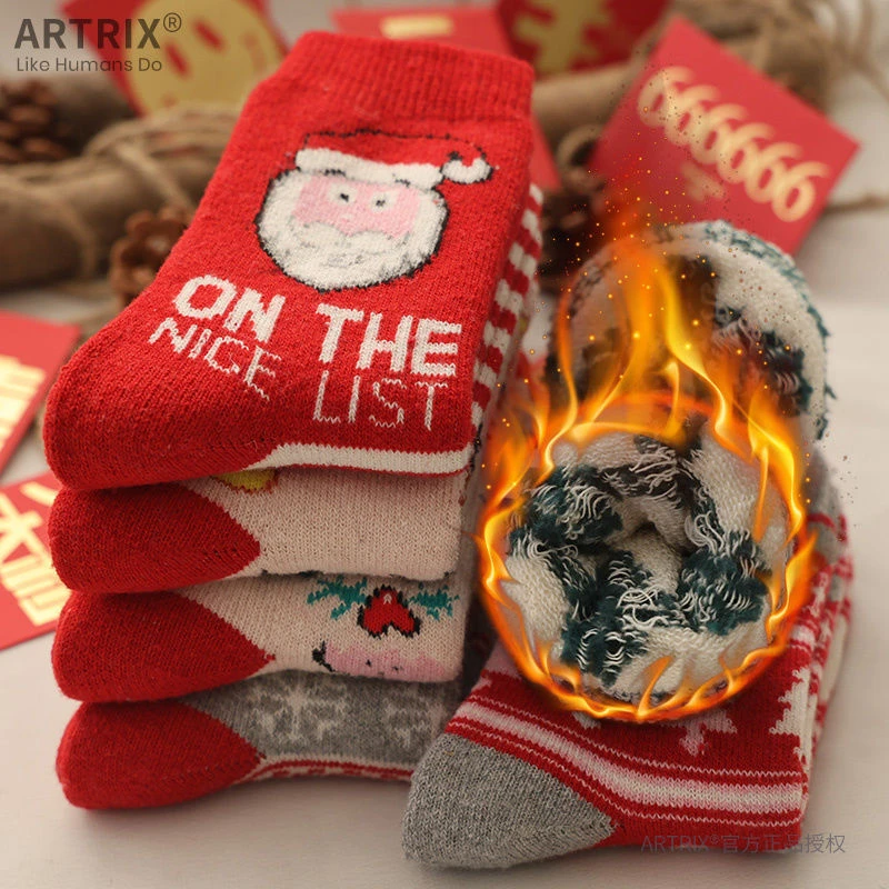 圣诞袜!!节日送礼袜子厚款防寒秋冬款中筒加厚毛巾袜毛圈加绒保暖