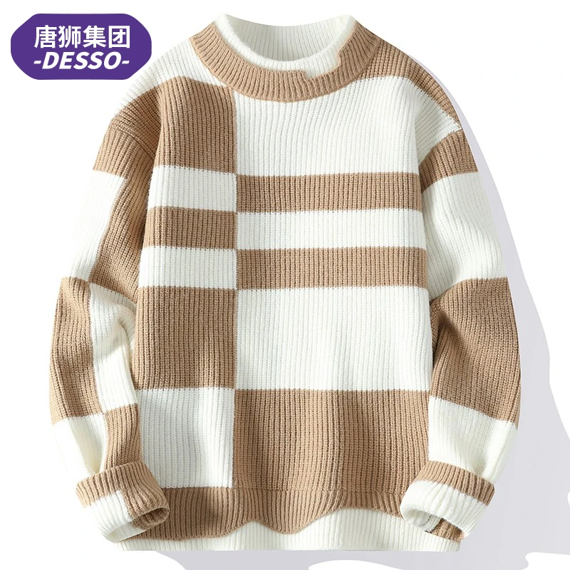 唐狮集团DESSO秋冬男士加厚毛衣潮牌针织衫圆领保暖打底衫上衣男