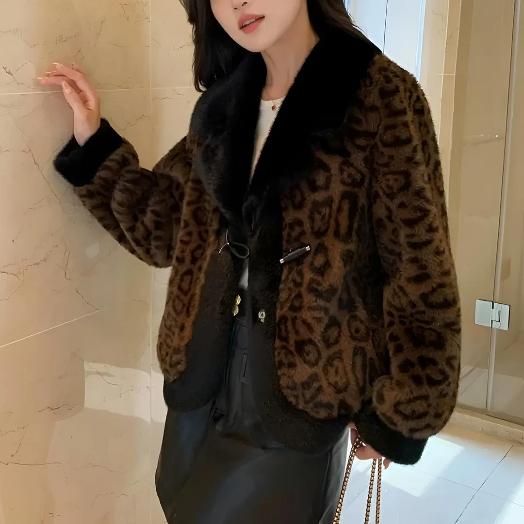 女王现货 豹纹师气质外套时尚百搭保暖轻奢妈妈装秋冬休闲短款
