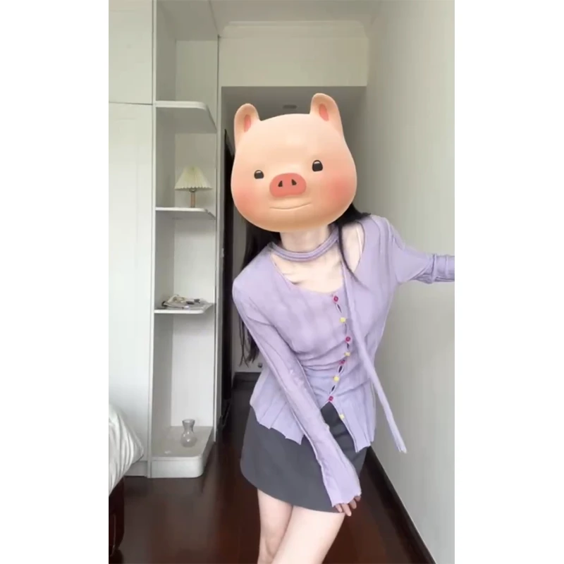 时尚穿搭女士早秋长袖系带排扣修身显瘦百搭小众薄款上衣韩版短裙
