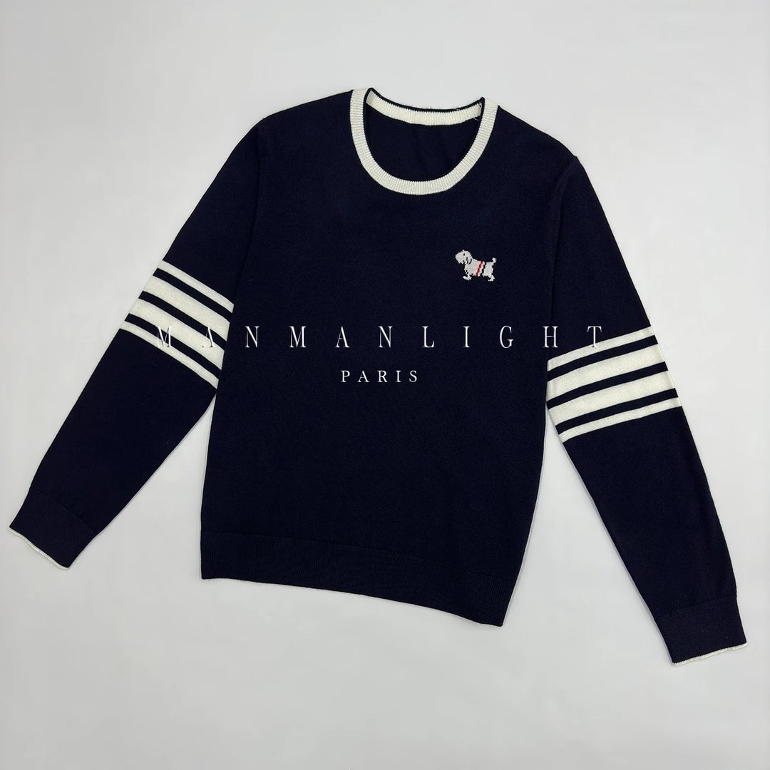 【漫漫轻奢】秋冬拼色小狗提花百搭套头针织上衣