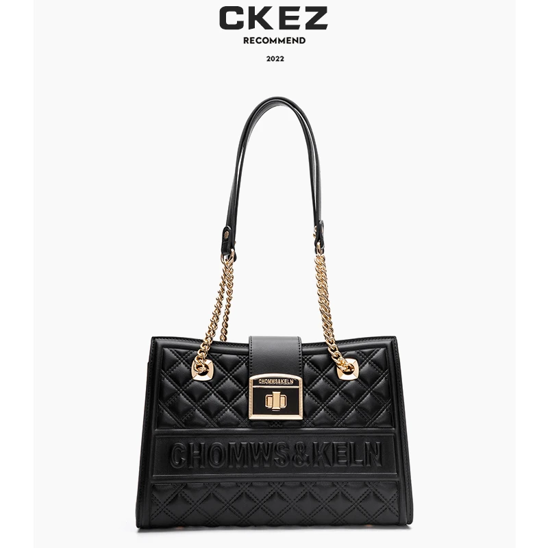 CKEZ/2025新款上新 女士包包小众高级百搭手提包菱格单肩托特包