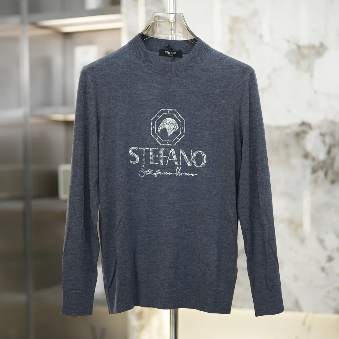 【STEFANO 鹰标】秋冬老鹰头烫钻时尚舒适休闲男士绵羊毛羊毛衫